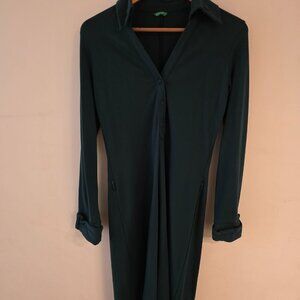 United Colors of Benetton Dark Green Long Sleeve Shirt Dress